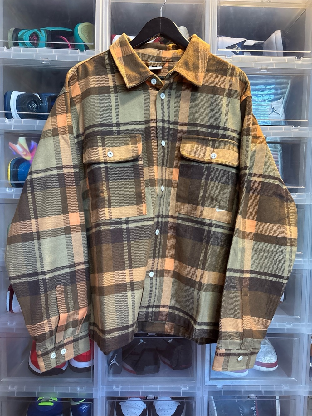 Nike Men's Life Field Shirt Tan Flannel HV1330-237 Men’s Size Large $135 NWT